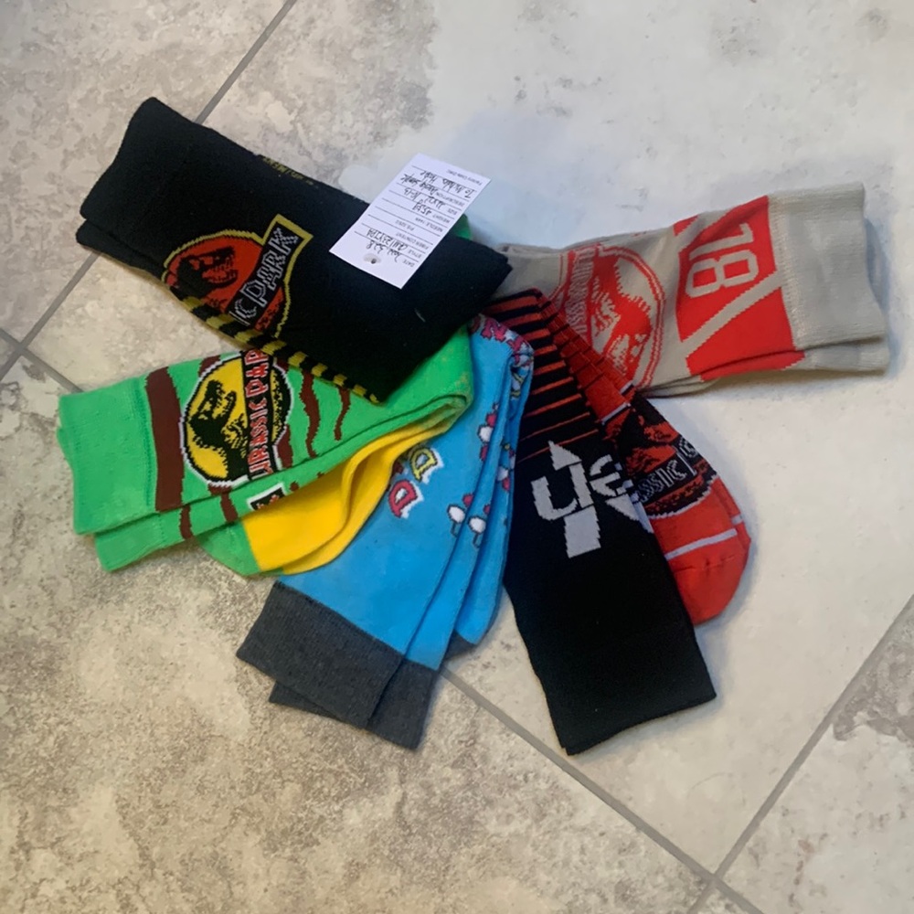 Jurassic Park Socks. Size 10-13.